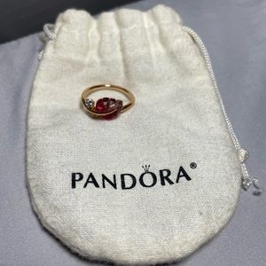 Pink Murano Glass Leaf Ring